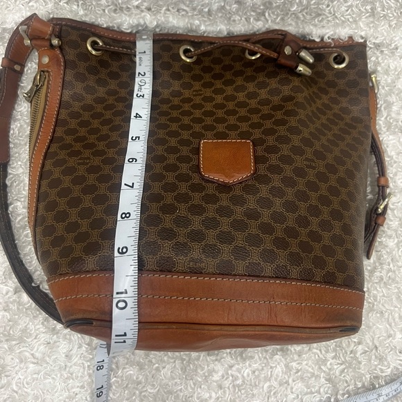 Celine Drawstring Macadam Triomphe Bucket Bag Leather - Picture 11 of 16